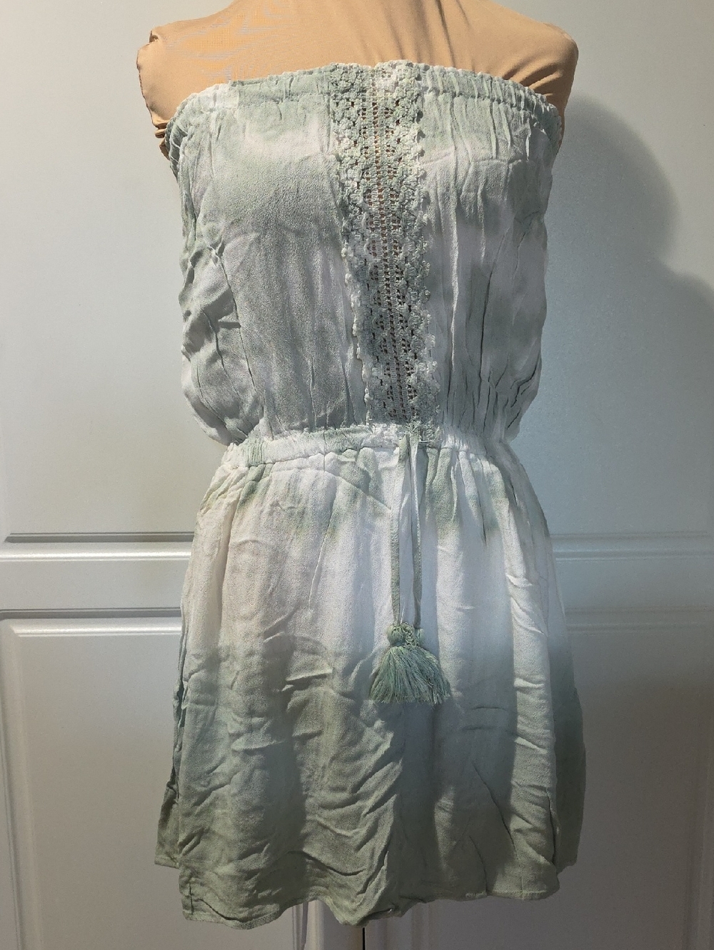 Ocean Drive Strapless Ombre Mint Green Tie-Waist Sundress